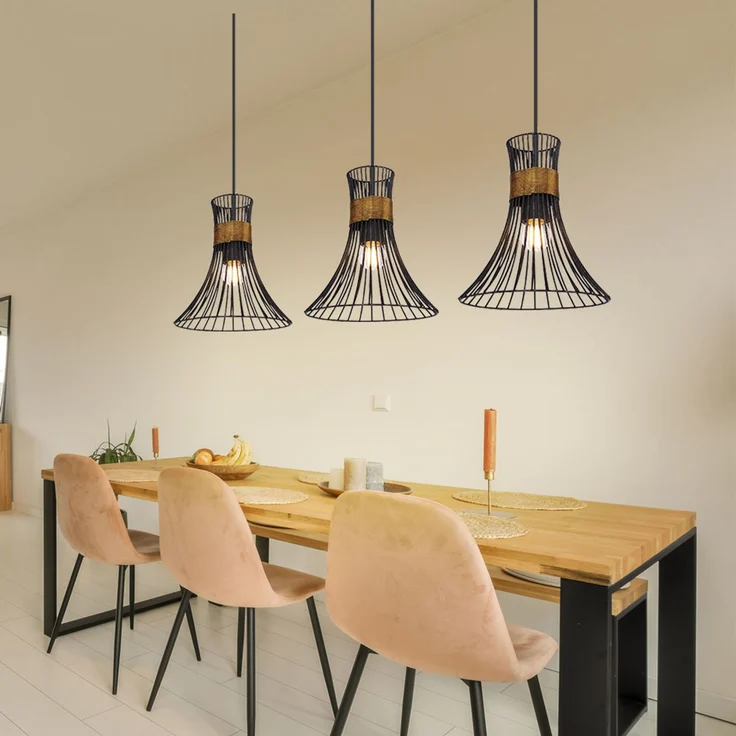 RGB LED Hängeleuchte, Stäbe, schwarz-gold, H 120 cm – Bild 3