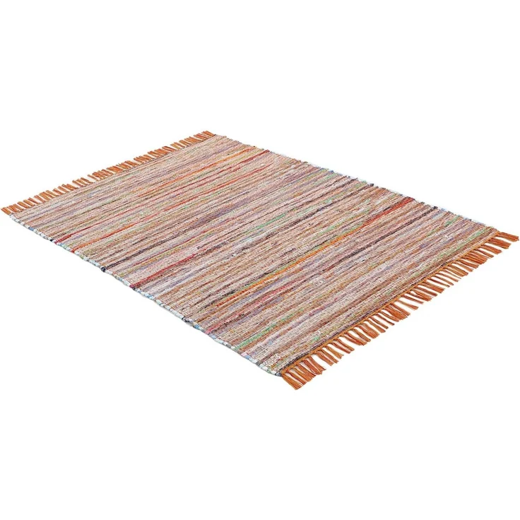 carpetfine 'Kelim Chindi' Teppich, Wendeteppich, rechteckig, Höhe: 6 mm, handgewebt, mit Fransen, Orange, 140x200 cm – Bild 3