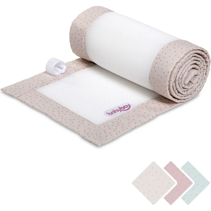 babybay Nestchen 3D Mesh Royal passend für Modell Maxi, Boxspring, Comfort und Comfort Plus, beige Glitzerpunkte gold