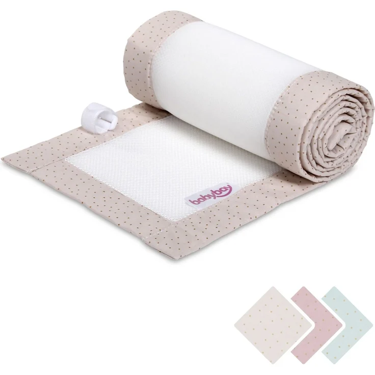 babybay Nestchen 3D Mesh Royal passend für Modell Maxi, Boxspring, Comfort und Comfort Plus, beige Glitzerpunkte gold