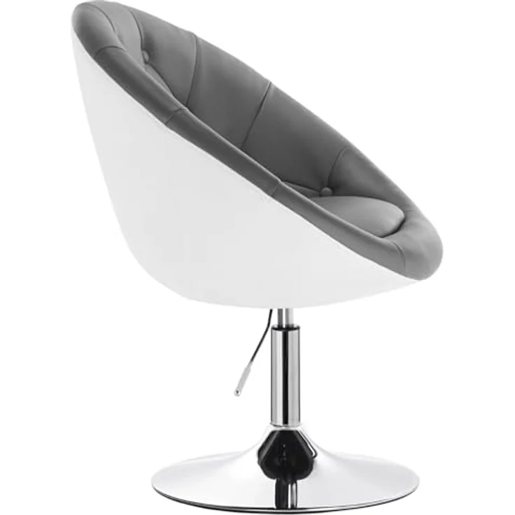 WOLTU® BH41grw-1 1 x Barsessel Loungesessel mit Armlehne Kunstleder 2 farbig Grau+Weiß – Bild 9