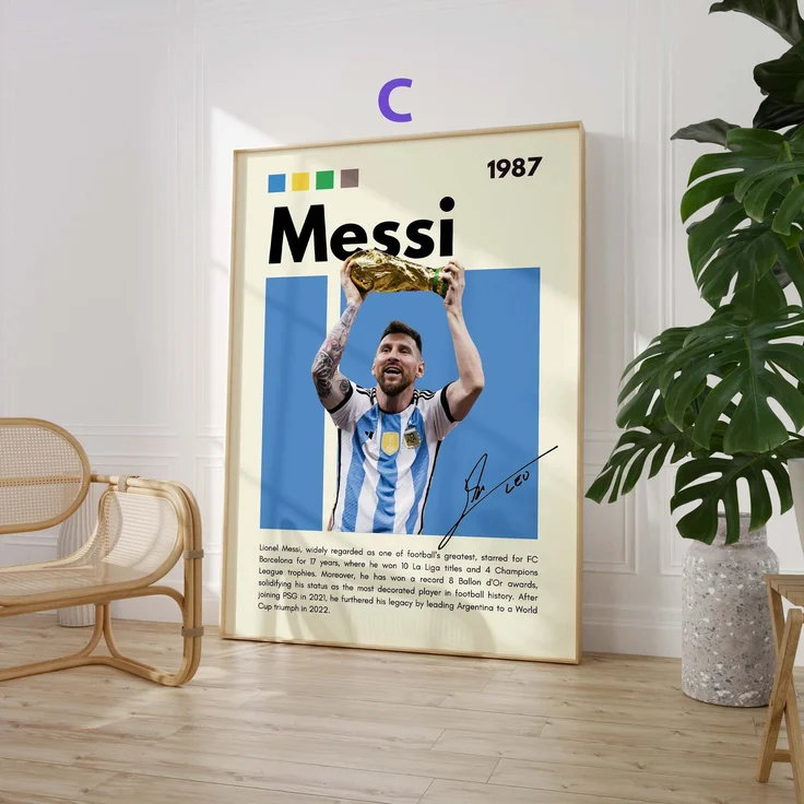 Fußball Stars Poster · Mbappé Neymar Messi Hakimi Haaland Yamal · Sport Wanddeko · Print ohne Rahmen - C / 40 x 60 cm
