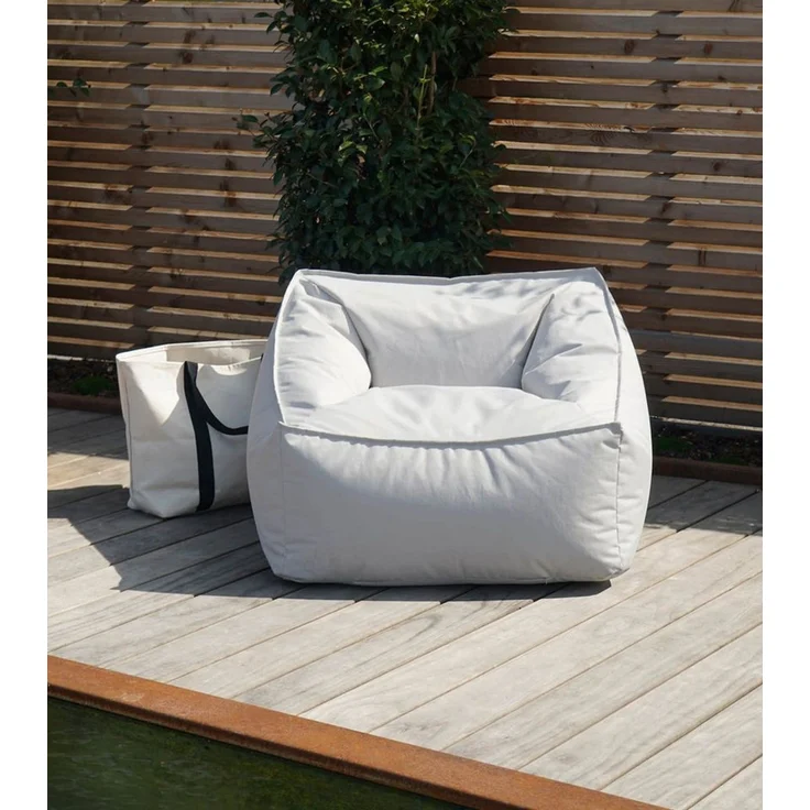 mokebo Sitzsack Der Sunnyboy (mit Hocker), Bean Bag Outdoor, Sitzsack für deinen Balkon, Gartenliege in Grau – Bild 3