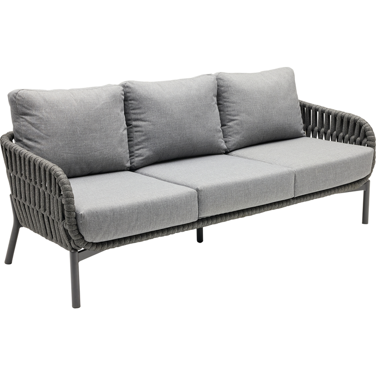 TERRANO Dining-Sofa, 3-Sitzer, Rope: Dunkelgrau, Aluminiumgestell: Anthrazit, inklusive Auflagen