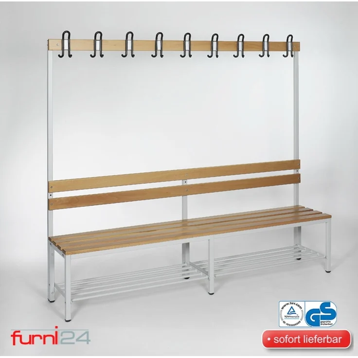 Garderobenbank einseitig mit Schuhrost 200 cm grau – Bild 4