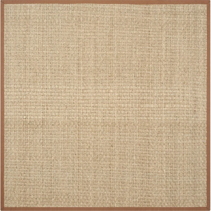 Safavieh Quadratischer Teppich 183x183 cm - Natural Fiber Collection - Modernes Design, Natur & Braun, Handgewebtes Seegras, Ideal für Wohnzimmer, Eingang, Büro
