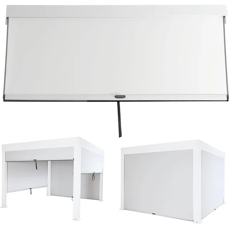 Seitenwand für Pergola HWC-L46, Pavillon Rollo Ersatzseitenwand, Stoff/Textil sturmfest 3x3 m ~ weiß