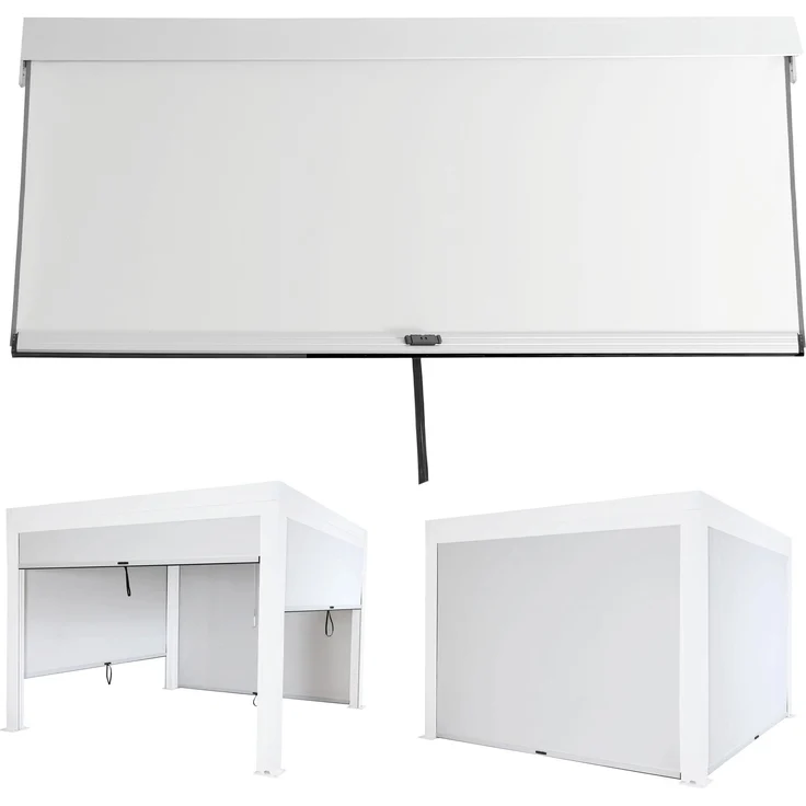 Seitenwand für Pergola HWC-L46, Pavillon Rollo Ersatzseitenwand, Stoff/Textil sturmfest 3x3 m ~ weiß – Bild 1