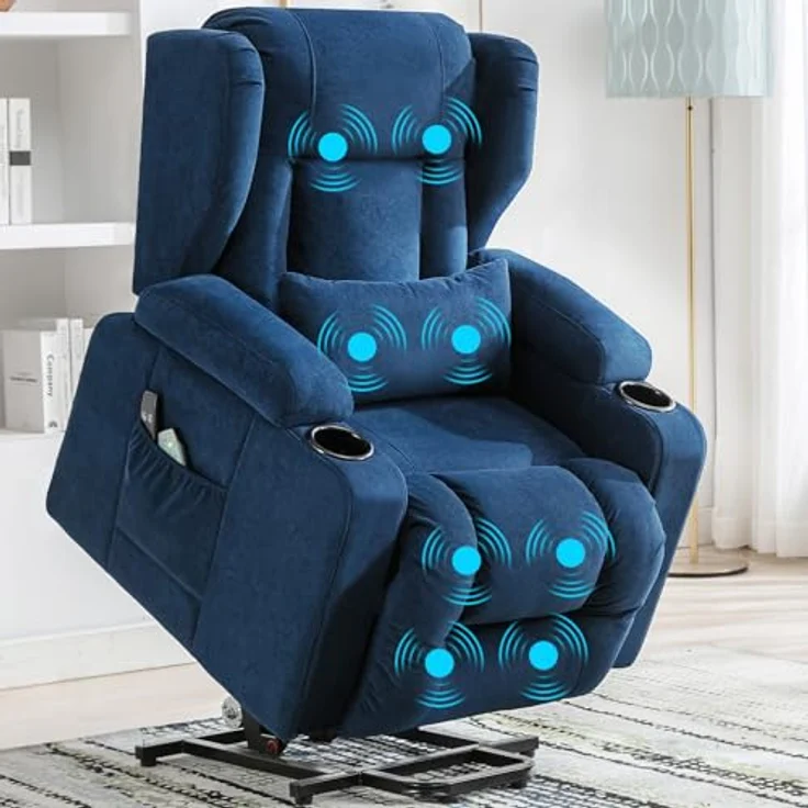 COMHOMA Massagesessel Relaxsessel Aufstehhilfe Massagesessel mit Stoffoberfläche, Massagefunktion, elektrisch verstellbar – Bild 2