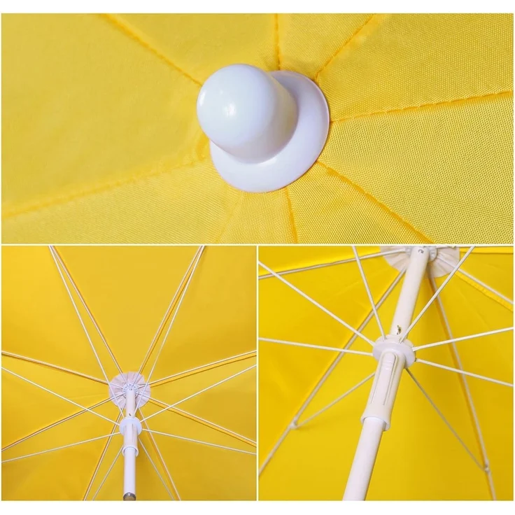 Sekey Sonnenschirm mit Schutzhülle, Neigungswinkel und Höhe verstellbar, Polyester gelb, 160 cm – Bild 5