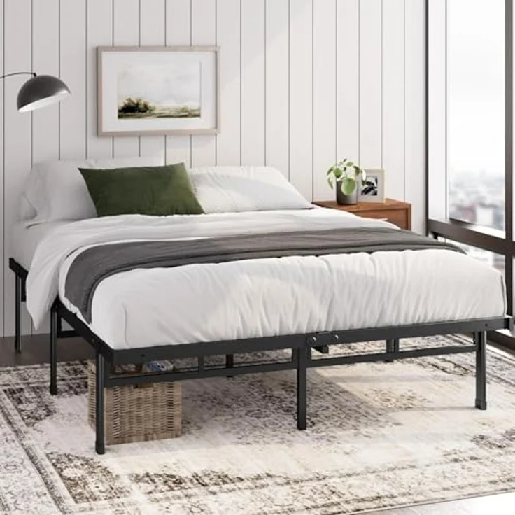 Zinus Justin Bett 140x190 cm – 36 cm Höhe mit Stauraum unter dem Bett – Plattformbett aus Metall – Schwarz – Bild 1
