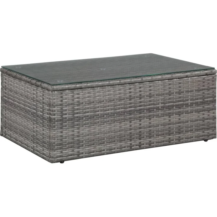 vidaXL 4-tlg. Garten-Lounge-Set mit Auflagen Poly Rattan Grau 43956 – Bild 4