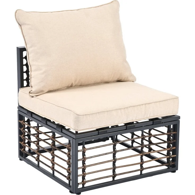 Merax Gartenlounge-Set für 5 Personen mit Kissen und Stahlrahmen, (6-tlg, 1 3-Sitzer, 2 Sessel, 1 Couchtisch), Gartenmöbel Set Rope Loungeset, Balkonset Seil, Sitzgruppe Polyrattan – Bild 3