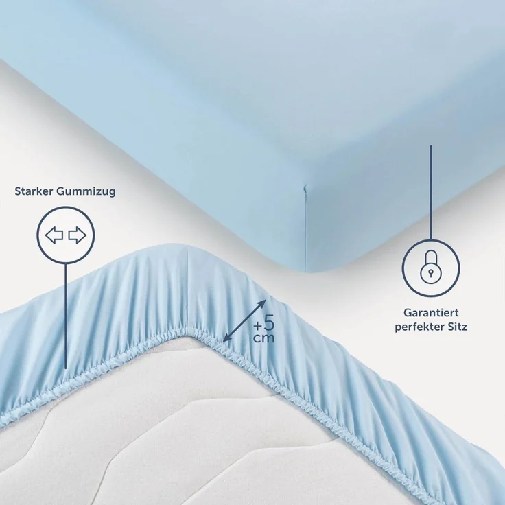 Blumtal® Mikrofaser Spannbettlaken 100x220 cm 2er Set - Oekotex zertifiziertes Bettlaken 100x220 - Leintuch 100x220 - Spannbettuch 100x220 cm - Spannleintuch 100x220 cm - Bettlaken - 100x220 Hellblau – Bild 3