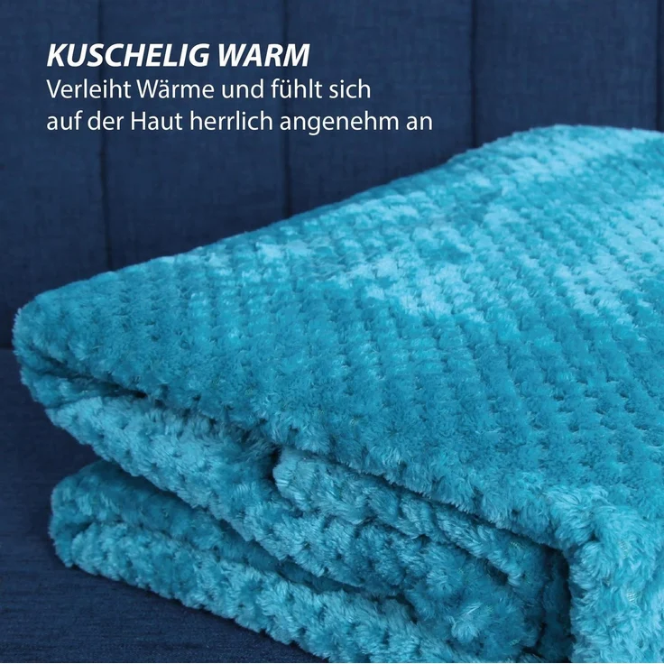 Kuscheldecke "Popcorn" Cashmere Soft-Touch Petrol 150x200 cm – Bild 2