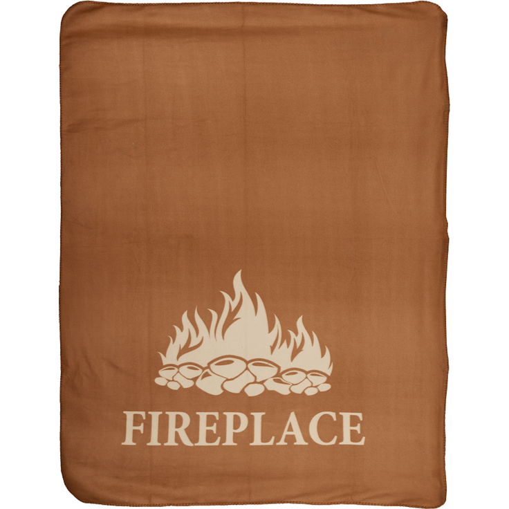 Gemütliche Gartendecke aus weichem Fleece mit Aufdruck FIREPLACE in braun