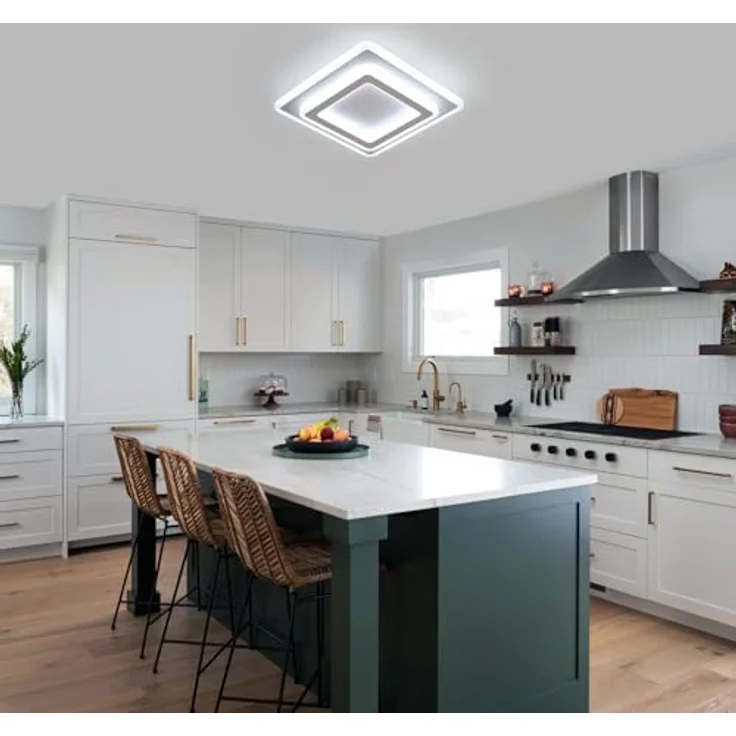 Goeco Deckenlampe LED Moderne, 44W 4950LM Quadratisch Deckenleuchte, 6500 K Kaltweißes Licht, Weiß LED Deckenbeleuchtung aus Acryl für Flur, Küche, Schlafzimmer, Wohnzimmer – Bild 8
