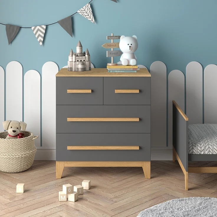 Kommode Malia Grau 80 x 88 cm mit 4 Schubladen Vitalispa – Bild 3