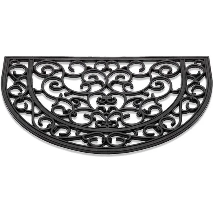 matches21 HOME & HOBBY Fußmatte Hartgummi Fußmatte Ornamente halbrund 40x60 cm schwarz, halbrund, Höhe: 12 mm, Wetterfeste Aussen-Bereich Türmatte als Outdoor Schmutzfangmatte – Bild 4