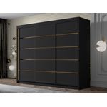 Kleiderschrank mit Goldverzierung Aramao VII mit drei Schwebetüren (Farbe: Schwarz)