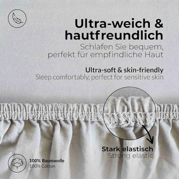 etérea Comfort Jersey Spannbettlaken Silber 140x200 cm - 160x200 cm – Bild 5