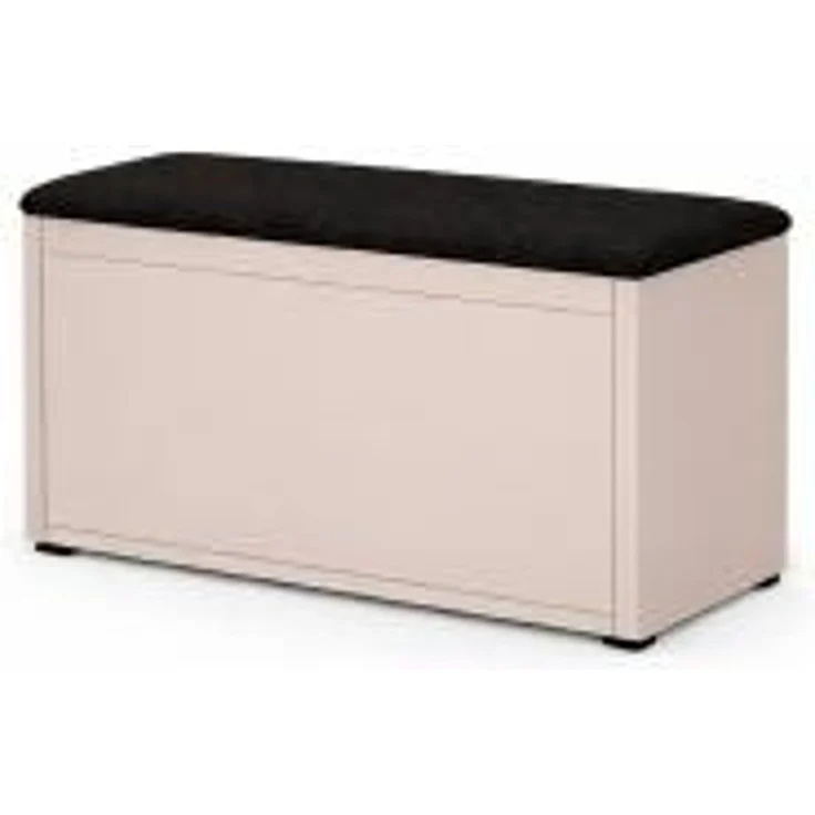 KRISAN MÖBEL Schuhschrank LOLA in Kaschmir mit schwarzer Sitzfläche 50 x 32 x 47 cn in Schwarz, Beige – Bild 1