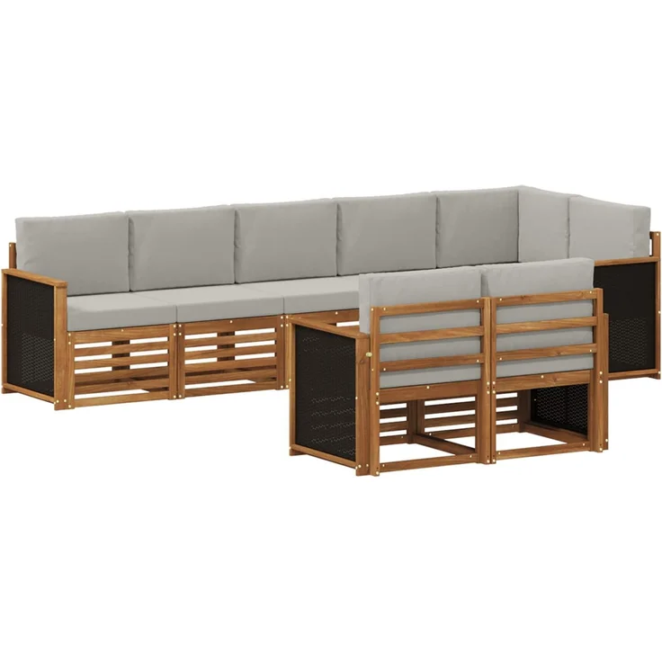 vidaXL Outdoor-Sofagarnitur 7 stk. 8-Sitzer Natur und Hellgrau 3384492 – Bild 2