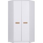Marmex Möbel Grant 08 Eckkleiderschrank mit Kleiderstangen und Einlegeböden, laminierte Spanplatte, weiß, 91x195x91 cm