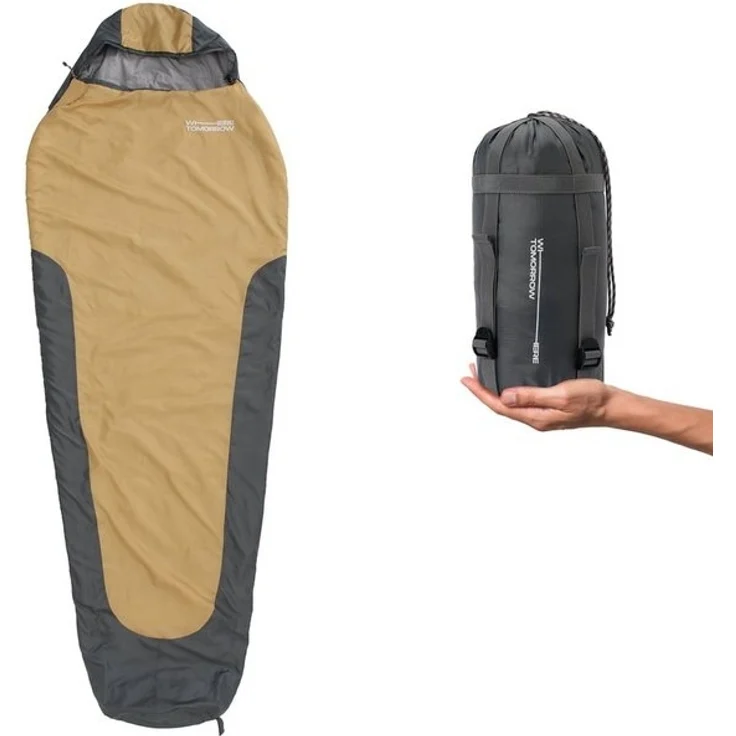 Lumaland Mumienschlafsack Where Tomorrow Camping Schlafsack Small & Light, mit Tasche - 220 x 80 x 50 cm wasserabweisend Konturkapuze Wärmekragen – Bild 4
