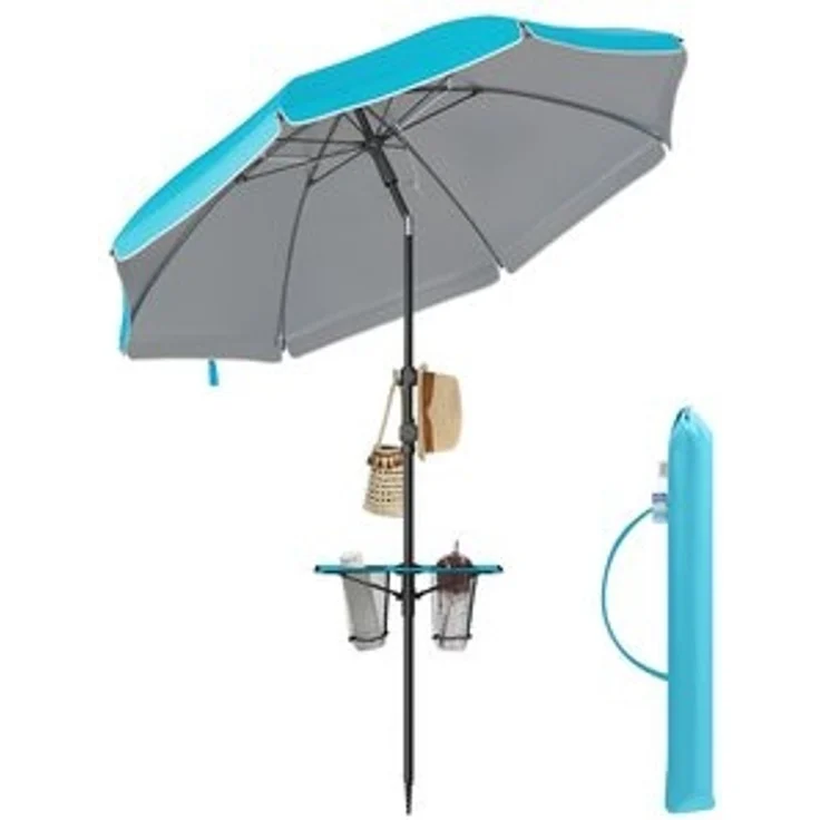 SONGMICS Sonnenschirm, Strandschirm, Sonnenschutz UPF 50+, Ablagefläche, ∅200 cm – Bild 6