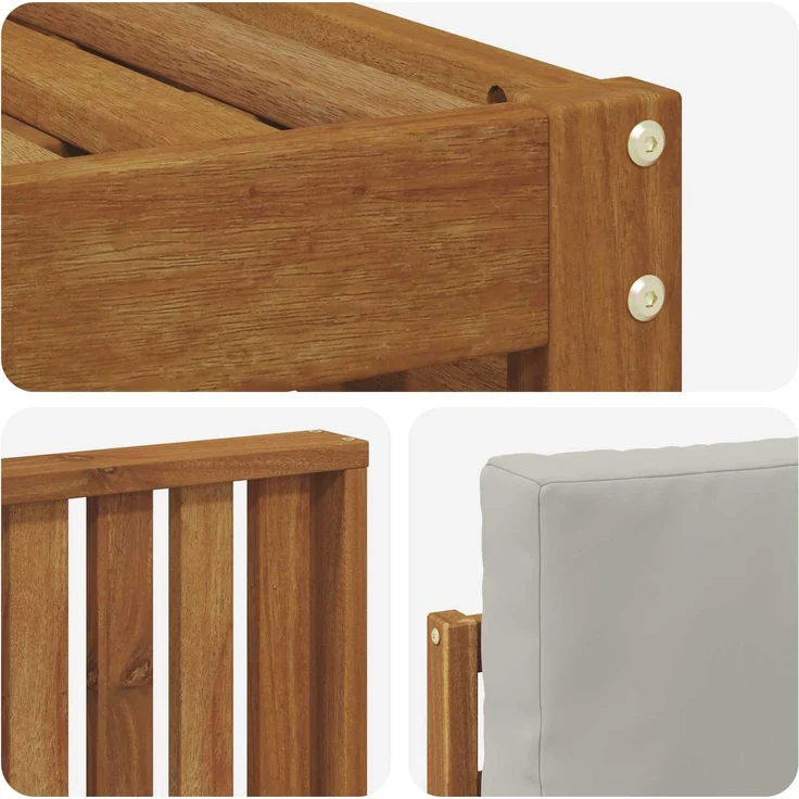vidaXL Outdoor-Sofagarnitur 4 stk. 4-Sitzer Natur und Hellgrau 3374606 – Bild 5