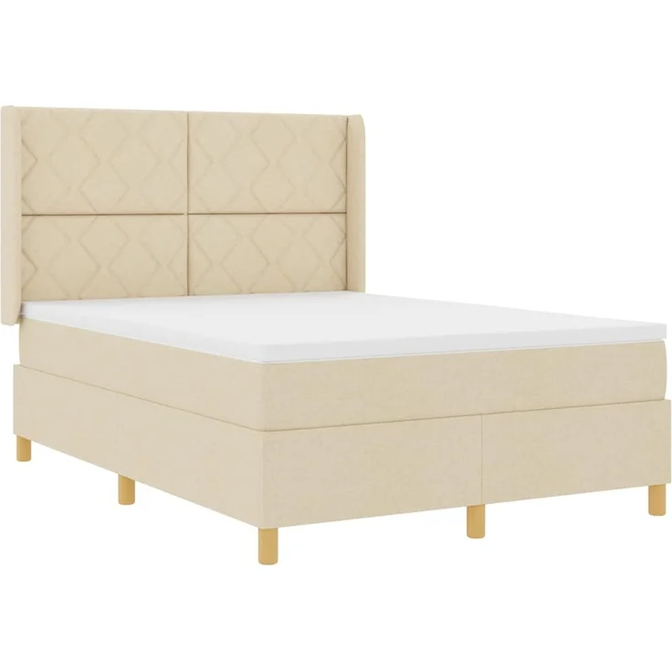 vidaXL Boxspringbett mit Kopfteil Creme 140 x 190 cm Stoff 3341894 – Bild 3