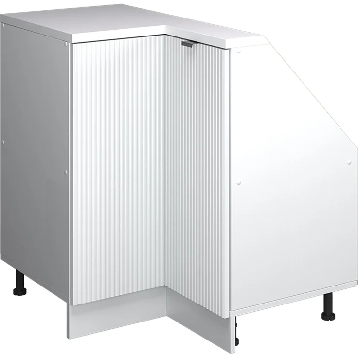 Eck-Küchenschrank für Dachschrägen R-Line Weiß Riffel 75.6 cm mit 1 Tür Vicco – Bild 1