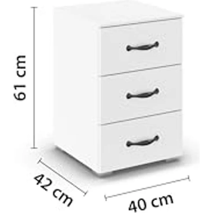 rauch Aditio Box, Nachttisch, 3 Schubladen, mit Softclose-Funktion, Farbe Weiß, BxHxT 40x61x42cm – Bild 3