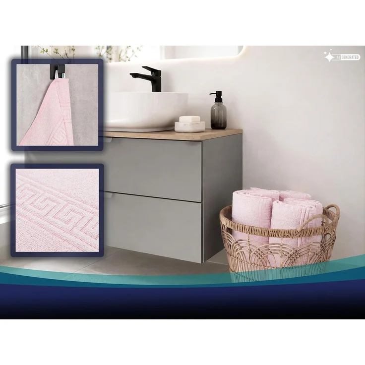 ZOLLNER 5er Set Duschtücher, 80% Baumwolle, 20% Polyester, 70x140 cm, rosa – Bild 5
