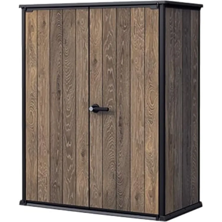 Keter Kunststoff Gartenschrank Signature Walnuss Alto 140 x 73,6 x 170,4 cm braun Holzoptik