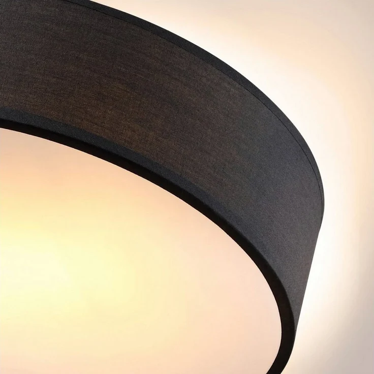 monzana Deckenleuchte Deckenleuchte, Innenbeleuchtung, Deckenlampe Stoff Schwarz 38 cm Modern E27 Rund 2 Flammig – Bild 3