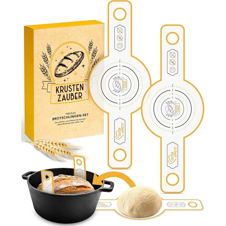 Krustenzauber Backmatte Zubehör - Brotschlingen, Schneebesen, Backmatte, Teig Reinigungstücher, 2x Brotschlinge Rund – Bild 5