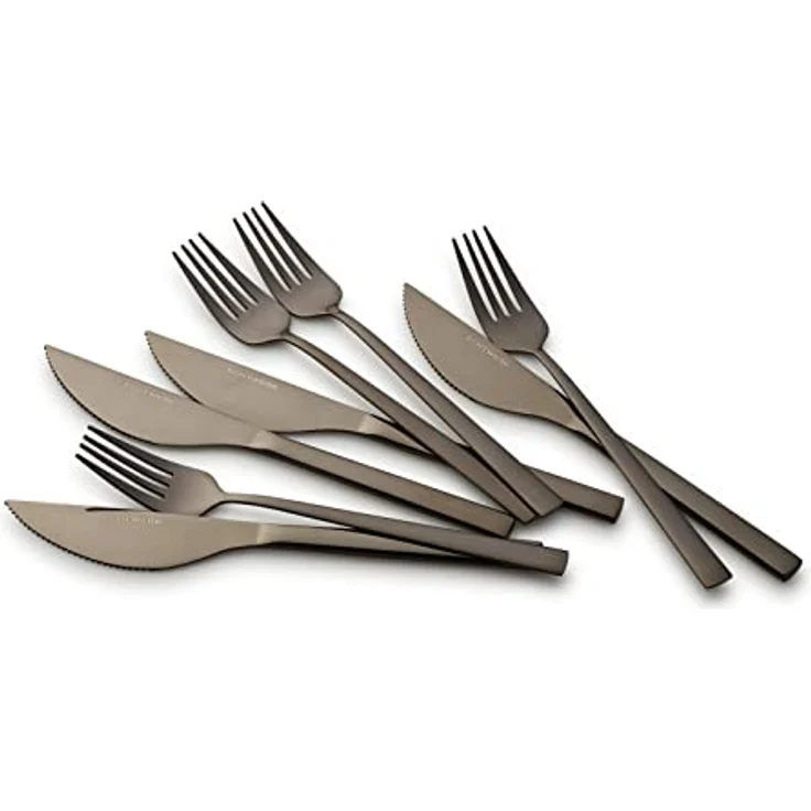 Echtwerk Pizzabesteck, Schwarz, 8-teiliges Set mit ergonomischem Griff, rostfrei und lebensmittelecht, 23 cm – Bild 1