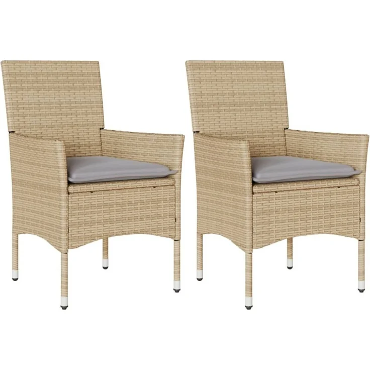 vidaXL Gartenstühle mit Kissen 2 Stk. Beige Poly Rattan 368112 – Bild 2