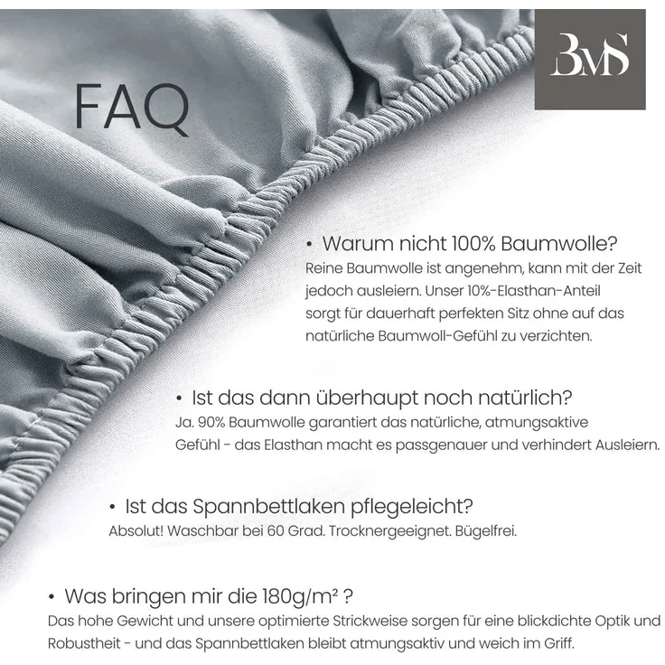 Jersey Spannbettlaken grau blau 120x200 cm Höhe bis 25cm – Bild 4