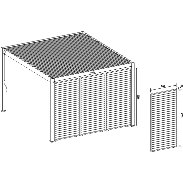 Weide Horizontale Lamellenwand für Weide Pergola | drehbare Lamellen | aus Aluminium | Weiß – Bild 8