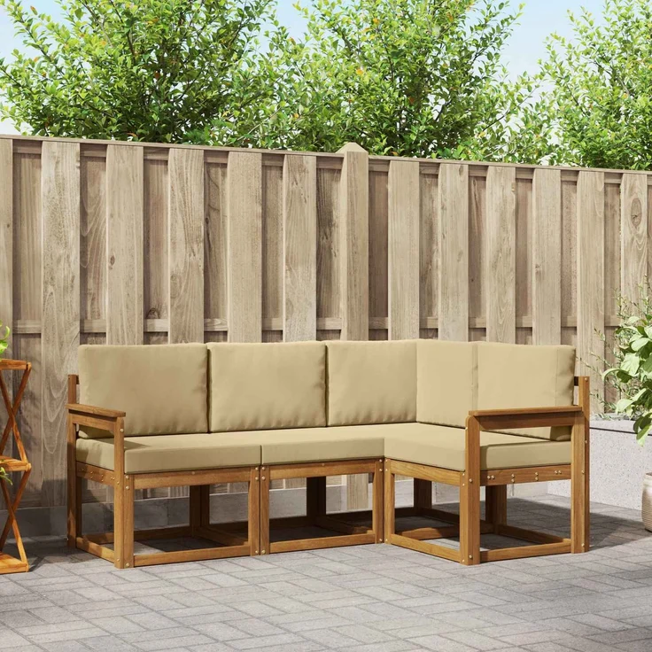 vidaXL Outdoor-Sofagarnitur 4 stk. 4-Sitzer Natur und Beige 3366316 – Bild 1