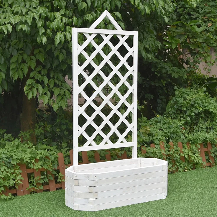 Spalier mit Blumenkasten Rankgitter Rosengitter Rankhilfe Rankkasten Rosen weiß – Bild 5