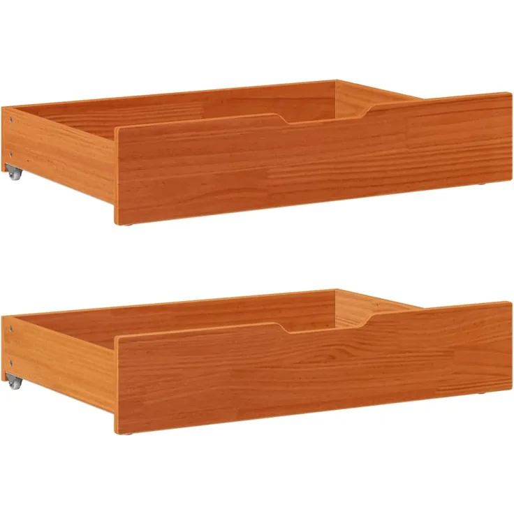 vidaXL Bettschubladen 2 Stk. Wachsbraun 80 x 55 x 16 cm Massivholz Kiefer 850931