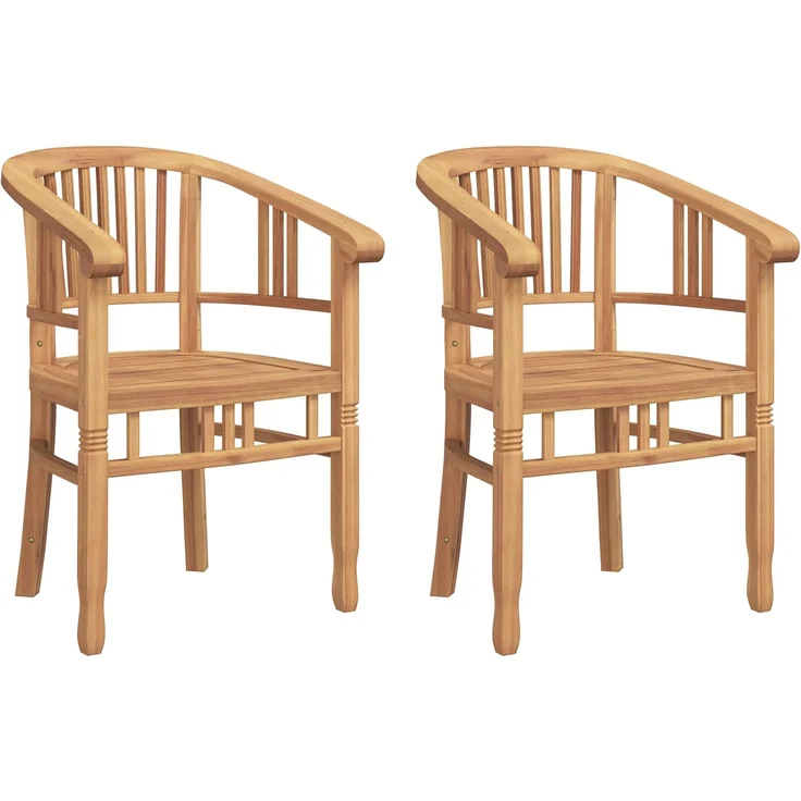 vidaXL Stuhl 2 pcs Braun 63 x 58 x 89 cm Massivholz Teak 42008383 – Bild 1
