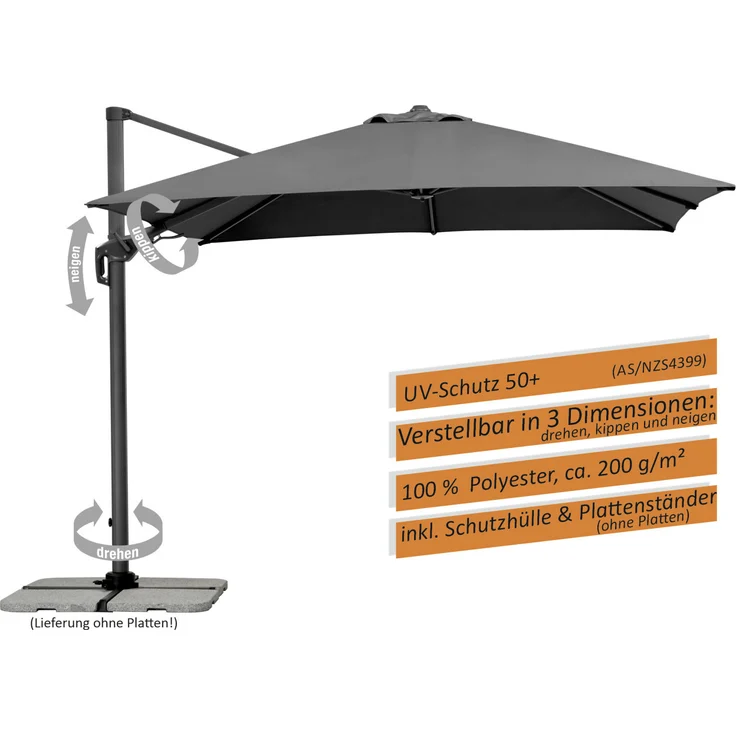 Schneider Sonnenschirm Locarno anthrazit Ø 150 cm – Bild 6