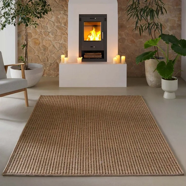 TaraCarpet Outdoorteppich Tara Carpet Sumatra Uni Sisal Jute Look natur, rechteckig, Höhe: 10 mm, Küche Wohnzimmer Terrasse Garten Balkon natur 80x150