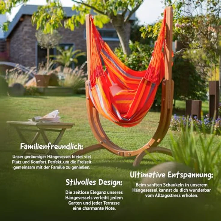 Udine Outdoor Toucan - Hängesessel Outdoor mit Gestell aus FSC™-zertifiziertem Eukalyptus Rot – Bild 6