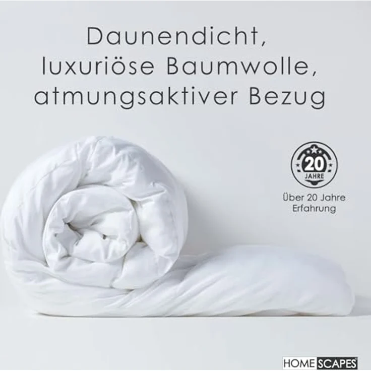 Homescapes Federbettdecke Winterbettdecke 135x200 cm – Entenfedern & Daunen, Wärmeklasse 4, Füllung: 85 % Entenfedern, 15 % Entendaunen – Bild 6